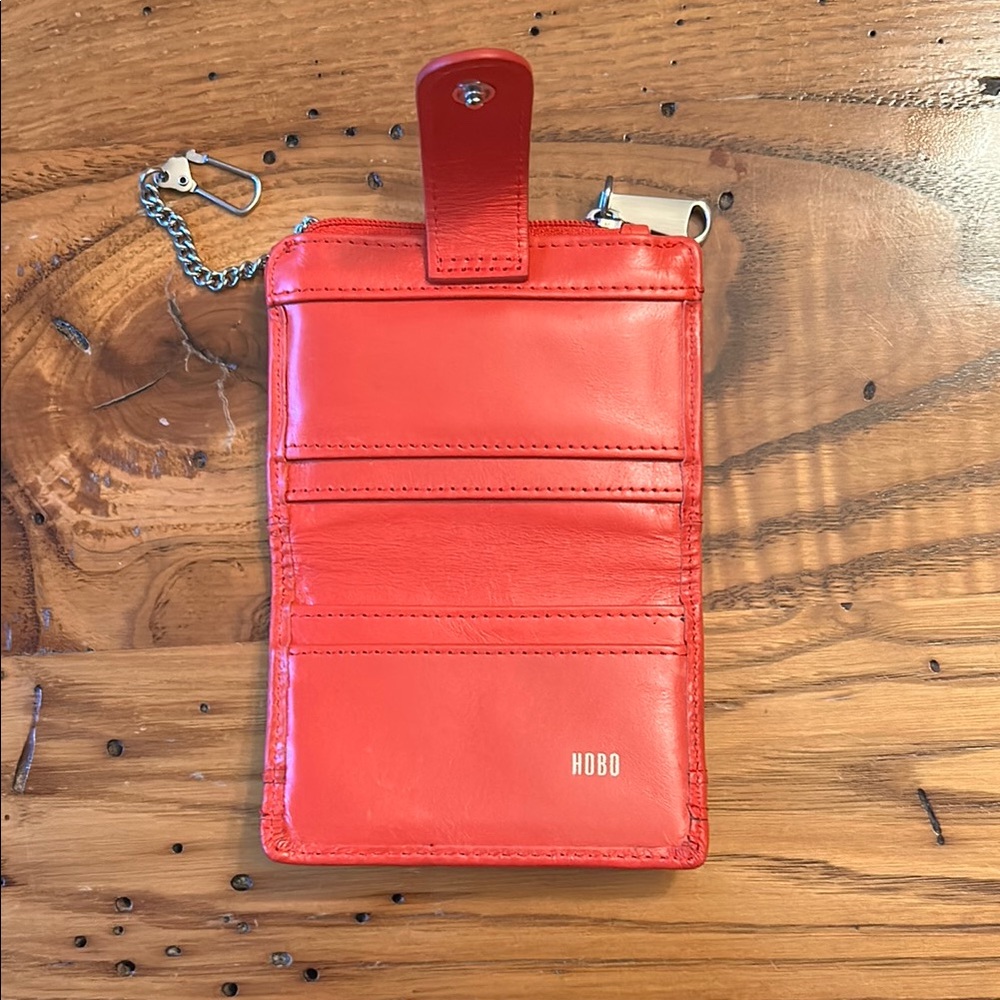 HOBO Red Leather Key & Card Holder with Silver Hardware - Picture 3 of 4